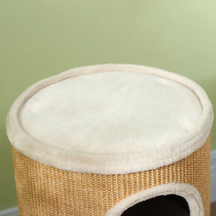 Katzenkratzbaum mit 2 Höhlen, Sisal, 60 cm
