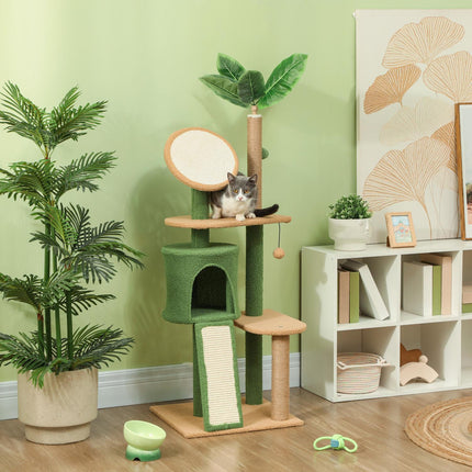 Katzenkratzbaum 139 cm mit Höhle, Spielball, grün