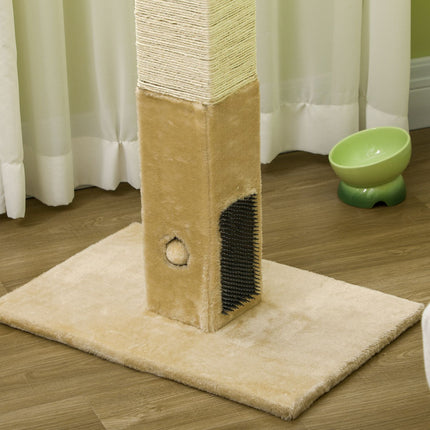 Beigefarbener Katzenkratzbaum, Jute-Material, mit Spielball