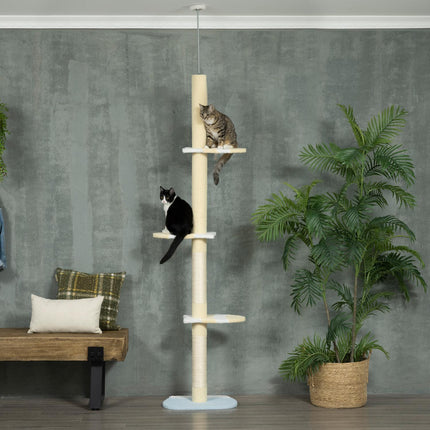 Nastavitelné kočičí škrabadlo s hracím míčkem, 220-260 cm