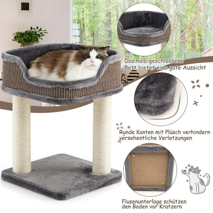Arbre à chat avec griffoir et tour en sisal naturel gris