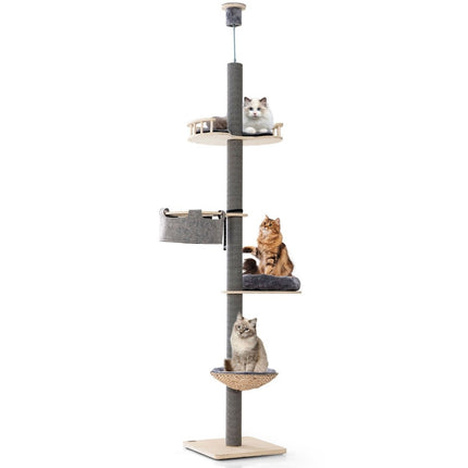 Scratching post ceiling high 236-271 cm from floor to ceiling cat furniture wood gray