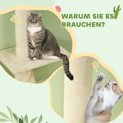 Deckenhoher Katzenkratzbaum mit Liegeflächen, 225-275 cm, creme