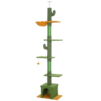Katzenkratzbaum 230-275 cm mit Höhle und Spielball - Grün