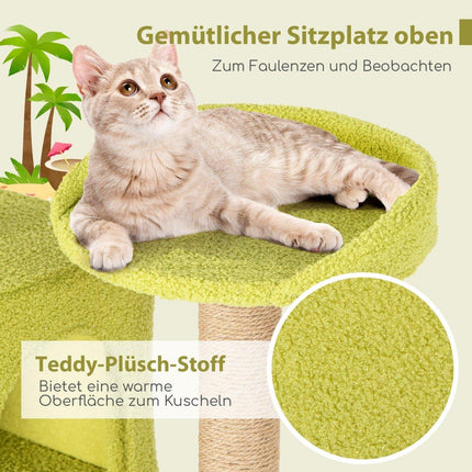 Arbre à chat avec griffoir en forme de plage, 2 maisons pour chats et plateforme d'observation, tour à chat et arbre à chat
