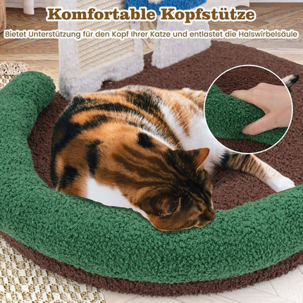 Kratzbaum in Pilzoptik mit Katzenbett &amp; Sisalkratzbrett &amp; Federball &amp; Kopfstütze Katzenbaum