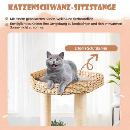 Kratzbaum mit Katzenhöhle &amp; Plattformen &amp; Ball &amp; Sitzstange &amp; Kissen Katzenbaum Kletterbaum