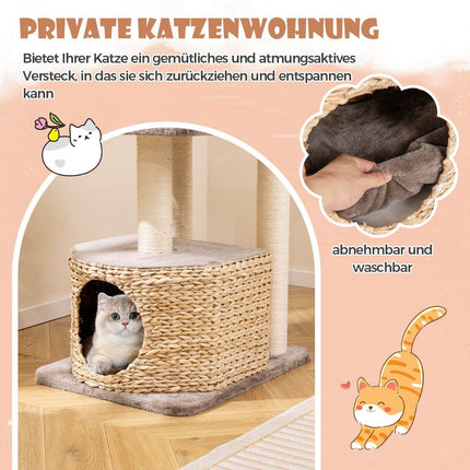 Kratzbaum mit Katzenhöhle &amp; Plattformen &amp; Ball &amp; Sitzstange &amp; Kissen Katzenbaum Kletterbaum