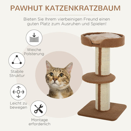 Katzenkratzbaum mit abnehmbaren Kissen, Sisal, 45x45x91cm