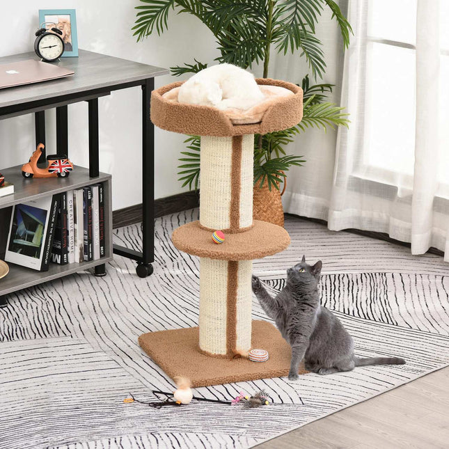 Katzenkratzbaum mit abnehmbaren Kissen, Sisal, 45x45x91cm