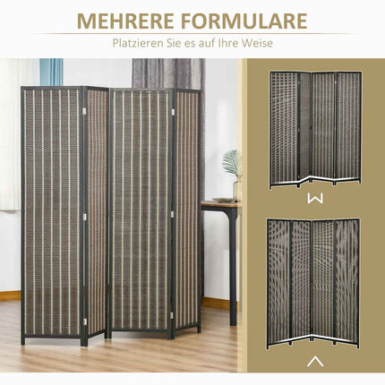 Paravent aus Bambus, 4-teilig, 180x180 cm, klappbar, Braun