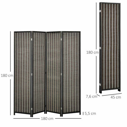 Paravent aus Bambus, 4-teilig, 180x180 cm, klappbar, Braun