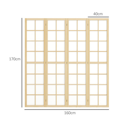 Foldable Room Divider Privacy Screen, Natural - 160x170 cm