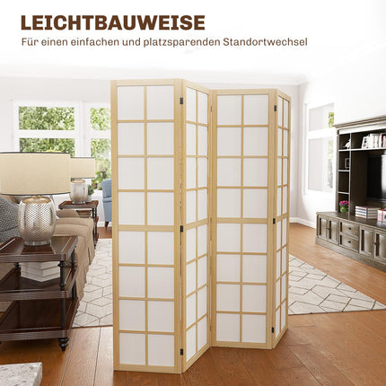 Foldable Room Divider Privacy Screen, Natural - 160x170 cm