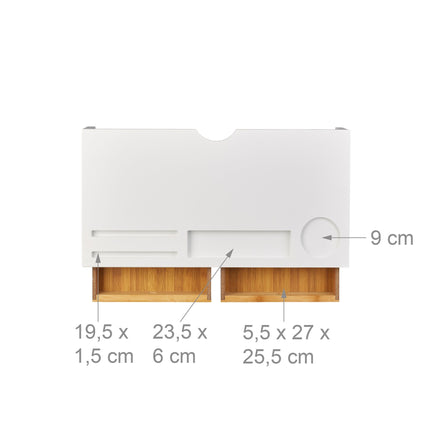 Stojan pod monitor se 2 zásuvkami, bílý