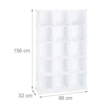 Screwless plastic shelves with 15 compartments