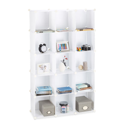 Screwless plastic shelves with 15 compartments