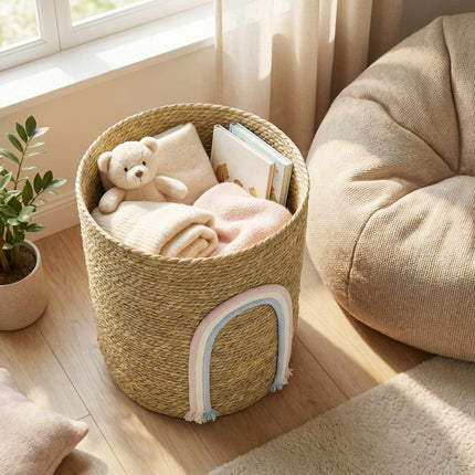Seegras-Aufbewahrungskorb, 24,7L, Regenbogen-Design
