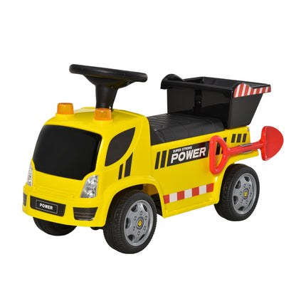 Yellow ride-on excavator for toddlers with shovel and bucket