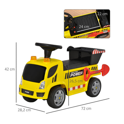 Yellow ride-on excavator for toddlers with shovel and bucket