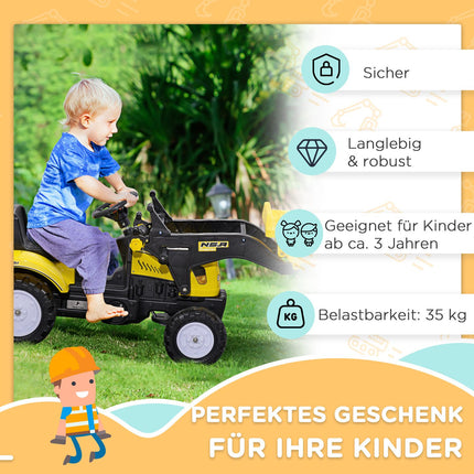 Aufsitzbagger mit Schaufel für Kinder, 114x41x54 cm