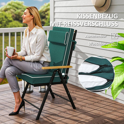 Wasserabweisendes grünes Sitzkissen mit Bändern – 120x47x9,5 cm