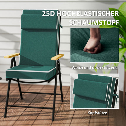 Wasserabweisendes grünes Sitzkissen mit Bändern – 120x47x9,5 cm