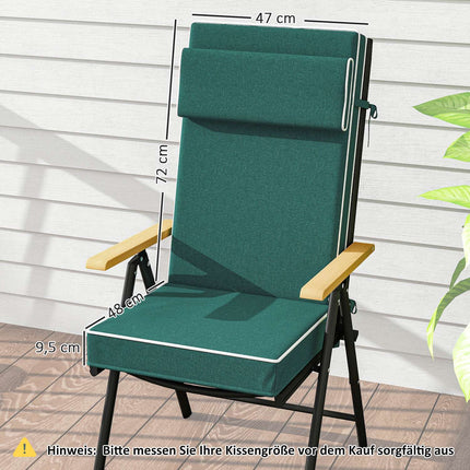 Wasserabweisendes grünes Sitzkissen mit Bändern – 120x47x9,5 cm
