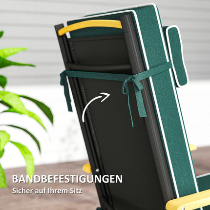 Wasserabweisendes grünes Sitzkissen mit Bändern – 120x47x9,5 cm