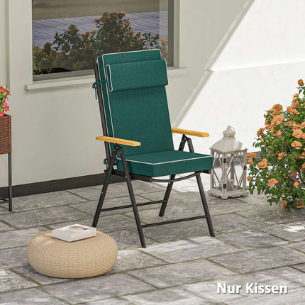 Wasserabweisendes grünes Sitzkissen mit Bändern – 120x47x9,5 cm