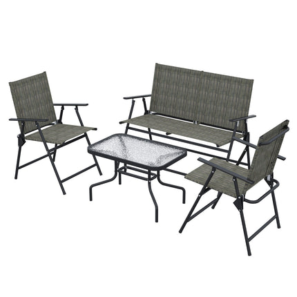 4-teiliges klappbares Gartenmöbel-Set aus Metall, braun