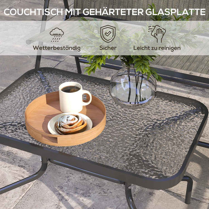 4-teiliges klappbares Gartenmöbel-Set aus Metall, braun