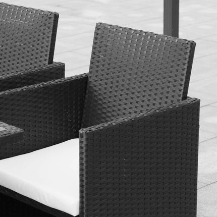 8-teilige Gartensitzgruppe aus schwarzem Polyrattan