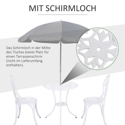 2-Personen-Esszimmergarnitur aus Aluminium mit Tisch und Stühlen, weiß