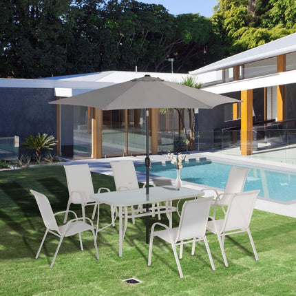 6-Personen-Essgruppe aus Aluminium mit Sonnenschirm