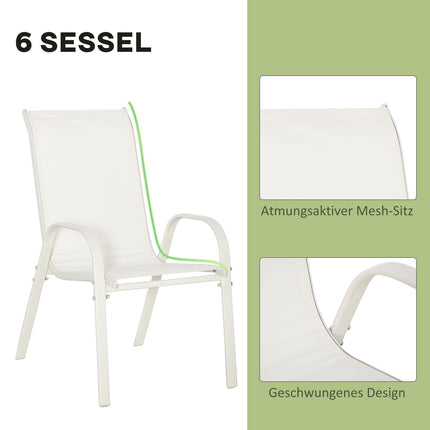 6-Personen-Essgruppe aus Aluminium mit Sonnenschirm