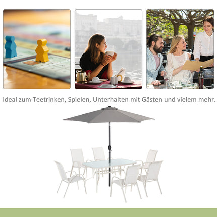 6-Personen-Essgruppe aus Aluminium mit Sonnenschirm