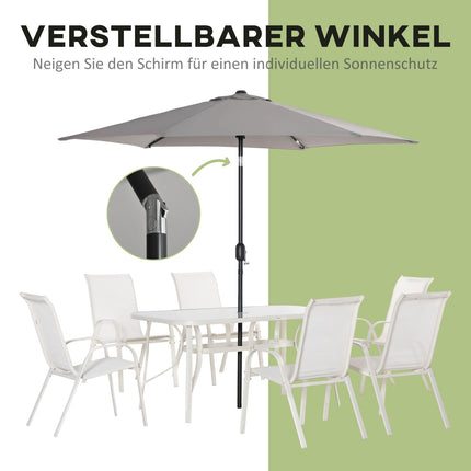 6-Personen-Essgruppe aus Aluminium mit Sonnenschirm