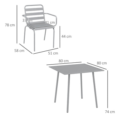 Garden furniture set - Steel dining table & 4 chairs, light grey