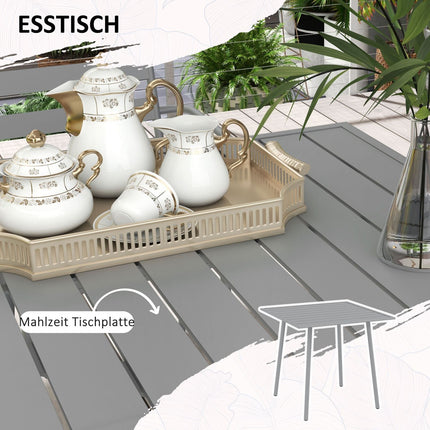Garden furniture set - Steel dining table & 4 chairs, light grey