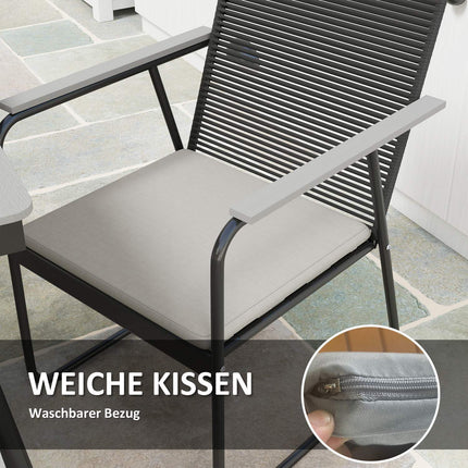 7-teiliges Esszimmer-Set aus grauem Metall für 6 Personen – für drinnen und draußen