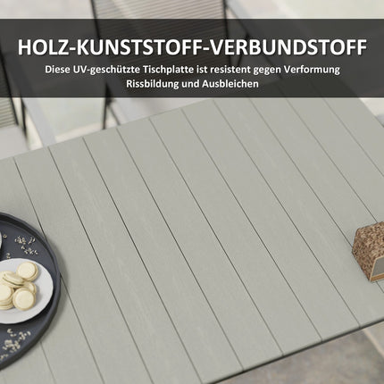 7-teiliges Esszimmer-Set aus grauem Metall für 6 Personen – für drinnen und draußen