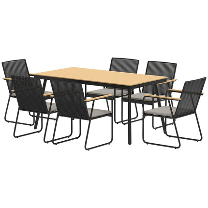 7-teiliges Metall-Esszimmer-Set für 6 Personen – für drinnen und draußen