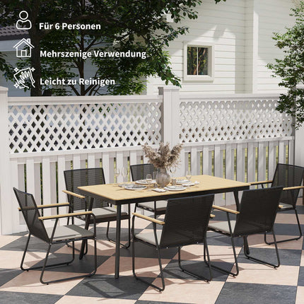 7-teiliges Metall-Esszimmer-Set für 6 Personen – für drinnen und draußen