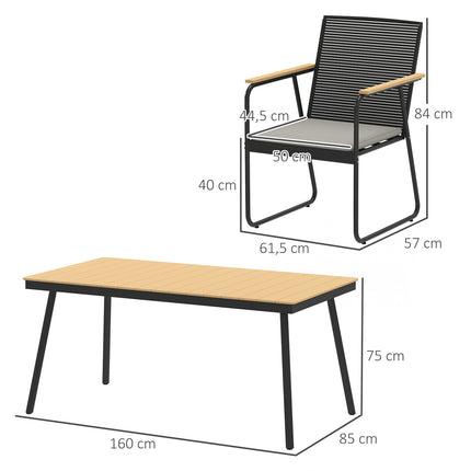 7-teiliges Metall-Esszimmer-Set für 6 Personen – für drinnen und draußen