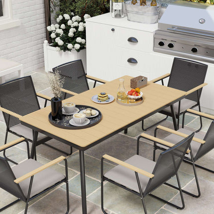 7-teiliges Metall-Esszimmer-Set für 6 Personen – für drinnen und draußen