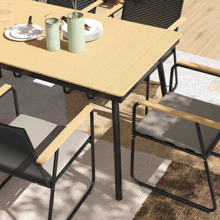 7-teiliges Metall-Esszimmer-Set für 6 Personen – für drinnen und draußen