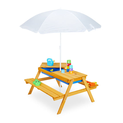 Groupe de sièges pour enfants en bois avec parasol