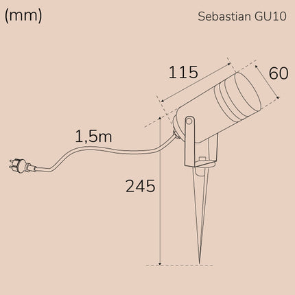 Sebastian Bodenstrahler GU10 Max. 35W 230V IP65 Anthrazit