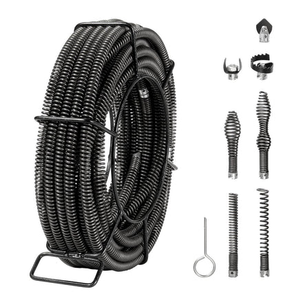 Sectional Drain Cleaning Cable 66 Ft, 5/8 In, 7 Cutters